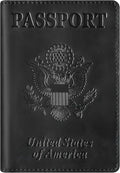 BIAOTIE Premium Leather Passport Holder Covers, Rfid Travel Wallet Passport Document Holder, Travel Essentials Wallet Cover Case for Men and Women (Black)
