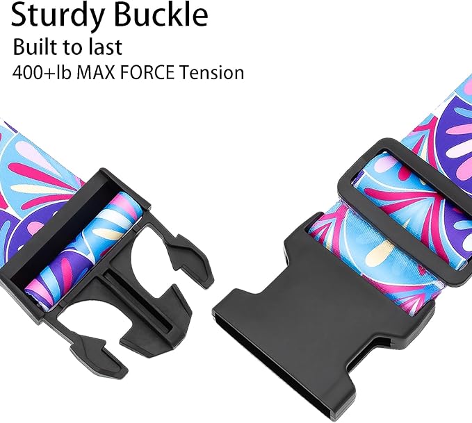 Plumes Luggage Straps for Suitcases, Adjustable Luggage Travel Belts to Keep Luggage Security While Travel, Strong Polyester Fabric, Easy-to-Recognize Stylish Design Travel Essentials, 2 Pack