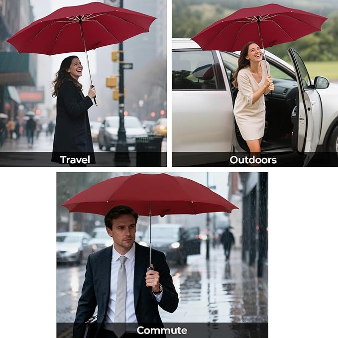 LLanxiry Compact Travel Umbrella, Mini Windproof Umbrellas for Rain & Sun, Small Lightweight Outdoor UV Umbrella, Portable Folding Umbrellas for Travel