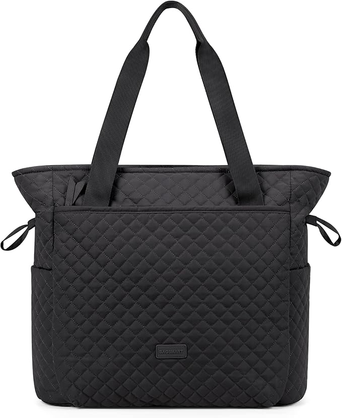 BAGSMART 25L Quilted Tote Bag Large Shoulder Bag with Top Handle for Women, Machine Washable Work Travel Handbag