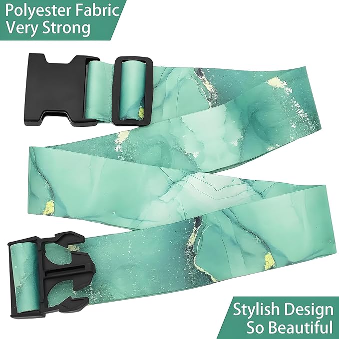 Greenstone Luggage Straps for Suitcases, Adjustable Luggage Travel Belt to Keep Luggage Security While Travel, Strong Polyester Fabric, Easy-to-Recognize Stylish Design Travel Essentials, 2 Pack