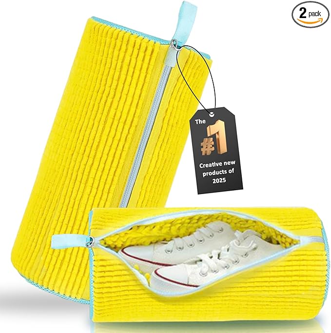 Shoe Washing Machine Bag Reusable Shoe Cleaning Bag for All Types Laundry Shoe Bag for Washer and Dryer (Yellow 2pcs)