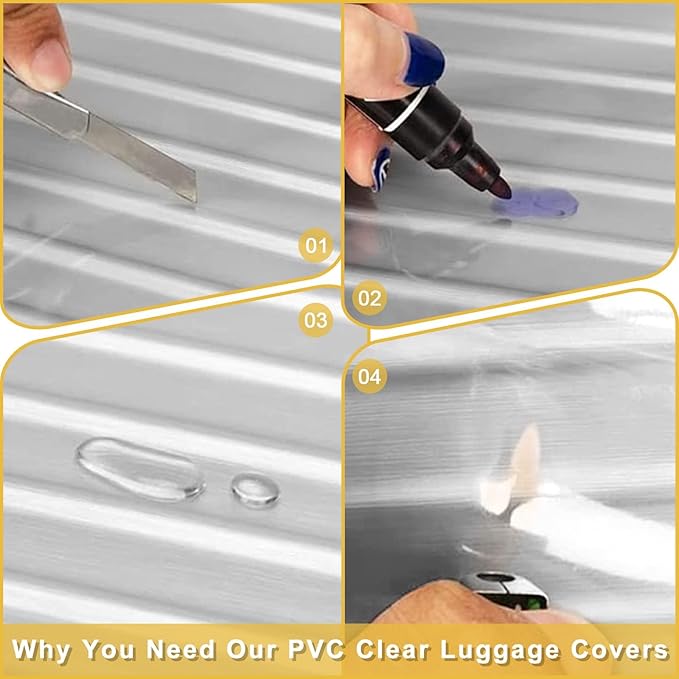 Suitcase Cover for 24" Luggage TSA Approved Clear PVC Thickened Protective Sleeve Cover for Wheeled Luggage Waterproof