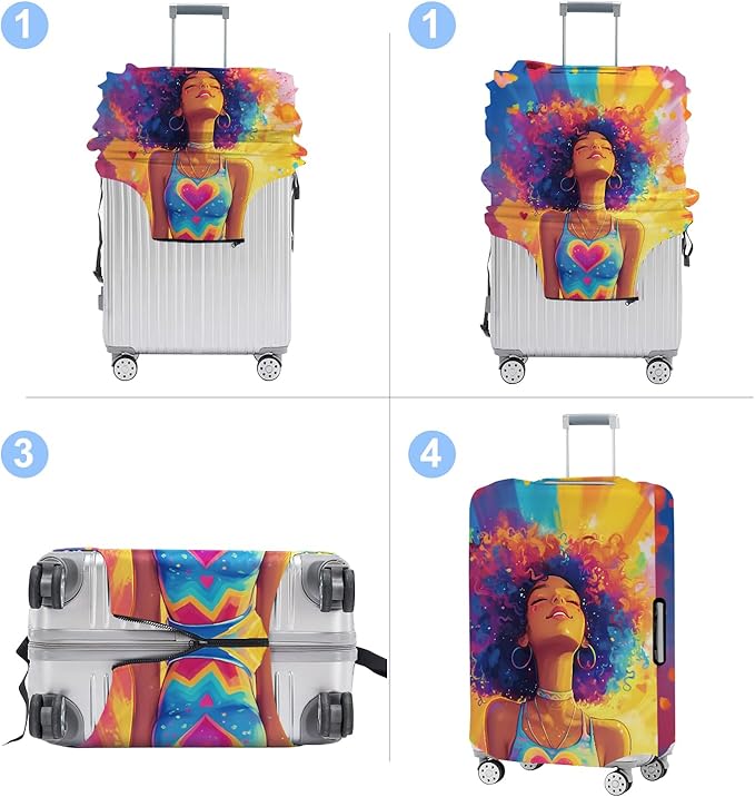 Luggage Cover Washable Suitcase Protector Anti-scratch Suitcase cover Fits 20-34 Inch Luggage (Girl-1, XL(32-34inch suitcase))