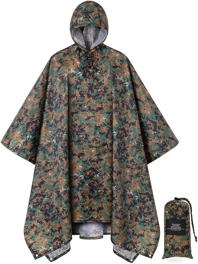 salamra Hooded Rain Poncho Waterproof Raincoat Jacket for Men/Women/Adults with Pocket