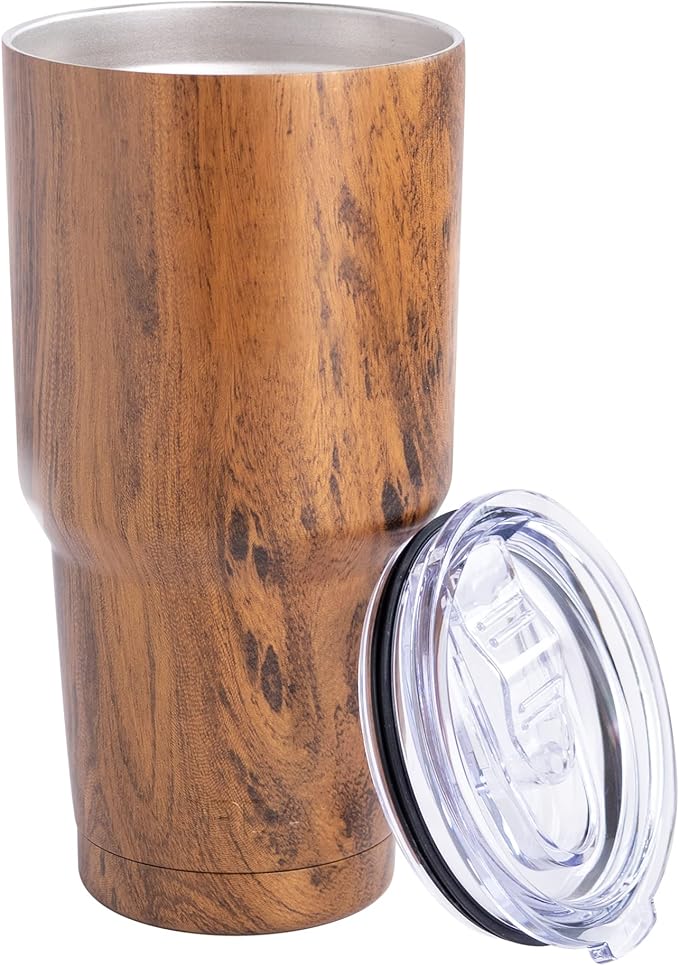 NORDAY | Tumbler with Lid - 30oz - Wood Insulated Tumbler - Stainless Steel Tumblers - Double Wall Vacuum Insulated Travel Coffee Mug for Car Cup Holder - Keeps Temperature for 24hr - Anti Spill Lid