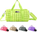 Quilted Travel Duffle Bag Gym Bag for Women,Large Puffer Duffle Weekender Bag with Compartment,Workout Overnight Carry on Organizer Bag Duffle Bag for Airplane Travel(L-Green)