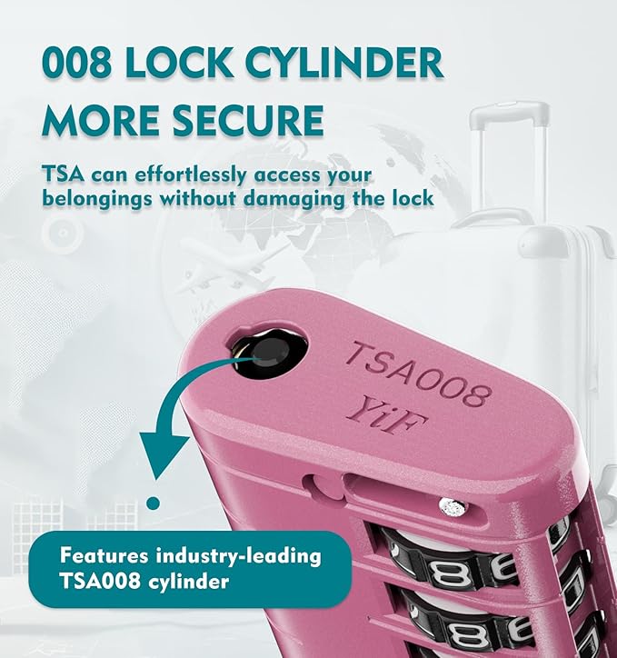 ANVIL 4 Digit Luggage Locks, TSA Locks for Luggage, Advanced TSA008 core, Alert Indicator for Your Travel Lock, Suitcase Lock. (4, Rose Purple)