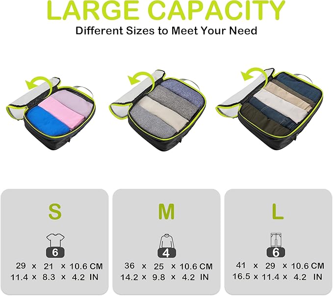 Cipway Mesh Compression Packing Cubes, Ultralight See Through Luggage Organizer Bags, Travel Essentials for Carry on Suitcase （3Pcs,Black）