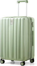 Hanke 24 Inch Expandable Checked Luggage Lightweight PC Hard Shell Luggage Suitcases with Wheels Travel Luggage Rolling Large Suitcase Travel Luggage Bag for Go to University.(Bamboo Green)