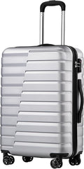 Coolife Carry On Luggage Airline Approved with Wheels Hard Shell Suitcase Spinner TSA Lock Telescopic Handle 20-inch,Silver