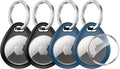 UNBREAKcable Holder for Apple AirTag - 4 Pack [Fit Tightly Design] [Easy to Install] [Hold Air Tag Securely] Waterproof TPU Protective Case with 304 Stainless Steel Keychain Key Ring, Black+Blue