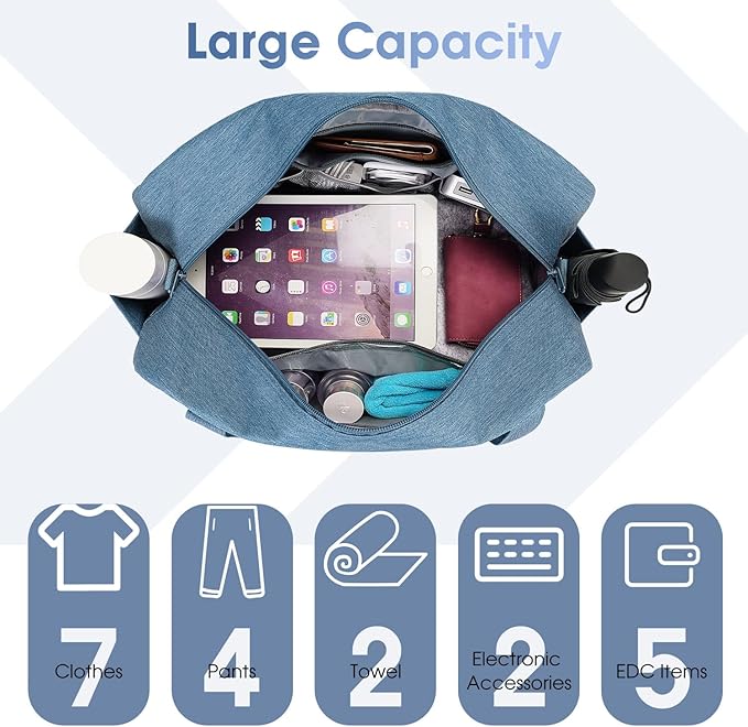 Narwey 18" Carry on Bag Underseat for Airplane Spirit Airlines Personal Item Travel Bag 18x14x8 Small Duffle Bag Duffel Bag Gym Weekender Overnight Bag with Wet Pocket for Women and Men (Navy Blue)
