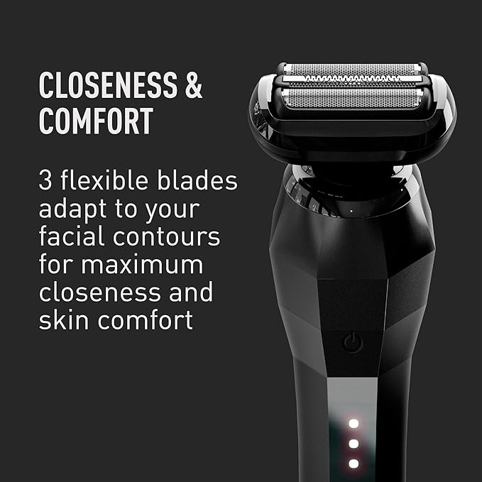 Bevel Electric Shaver for Men, Mens Foil Shavers for face, Wet & Dry Shave, Waterproof, Fast Charging, Cordless Rechargeable, Black