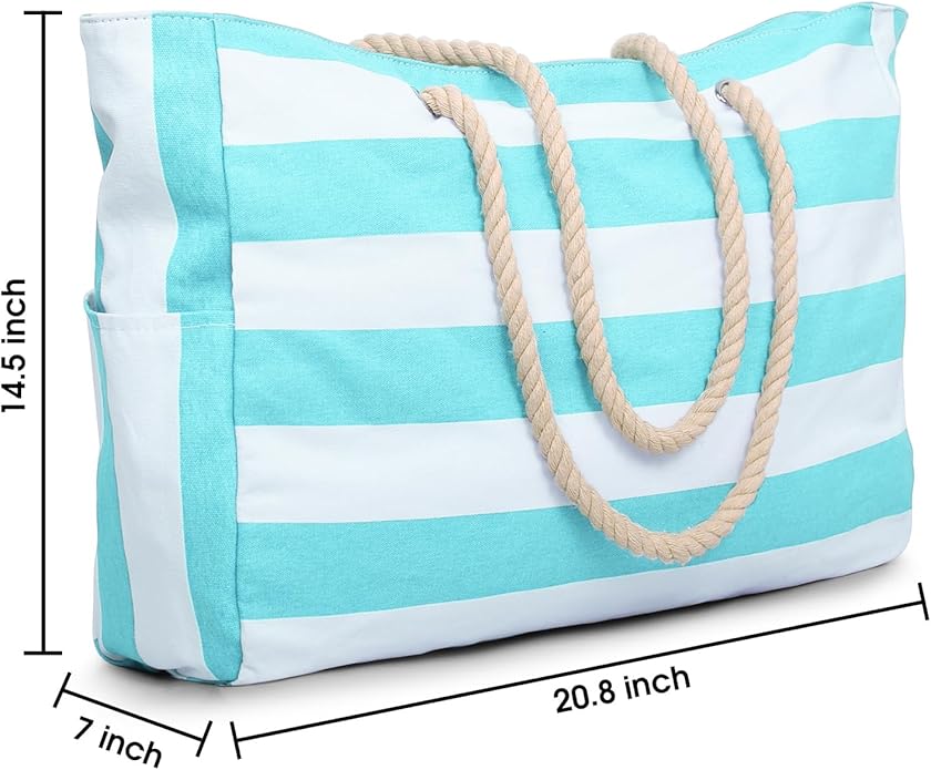 Becokan Beach Bag Large Beach Tote Bag for Women Waterproof Sandproof Swim Pool Bag With Zipper