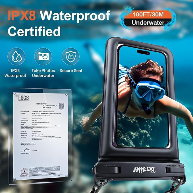 [Floatable 2 Pack Floating Waterproof Phone Pouch Case Up to 8.5", IPX8 Waterproof Phone Double Bag, Dry Bag for iPhone 16 15 14 13 Pro Max Galaxy S24+ S23, Beach Cruise Ship Essentials