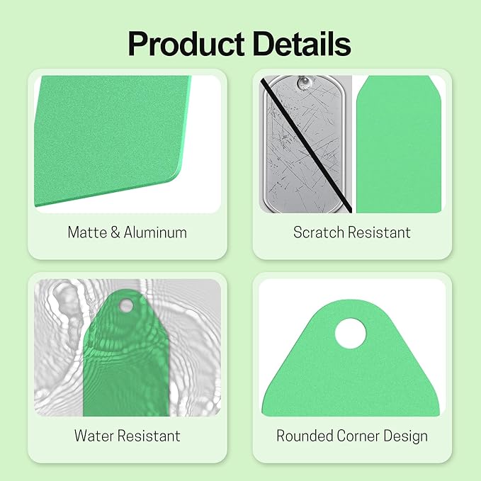4 PCS Personalized Metal Luggage Tag – Personalized Engraved Suitcase Tag, Backpack Tag, with Matching Color Strap, Waterproof Suitcase Name Badge – Ideal Corporate Gift & Travel Accessory (Green)