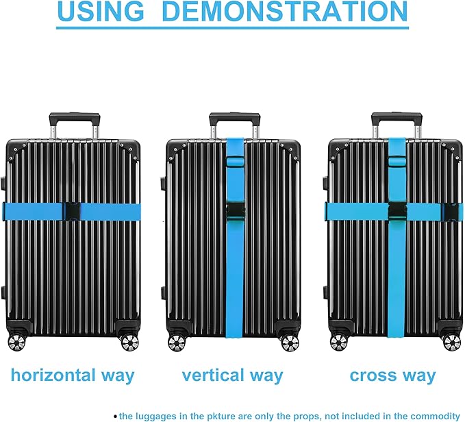 Luggage Straps for Suitcases TSA Approved Travel Belt 4 Pack by Chelmon (Sky Blue)