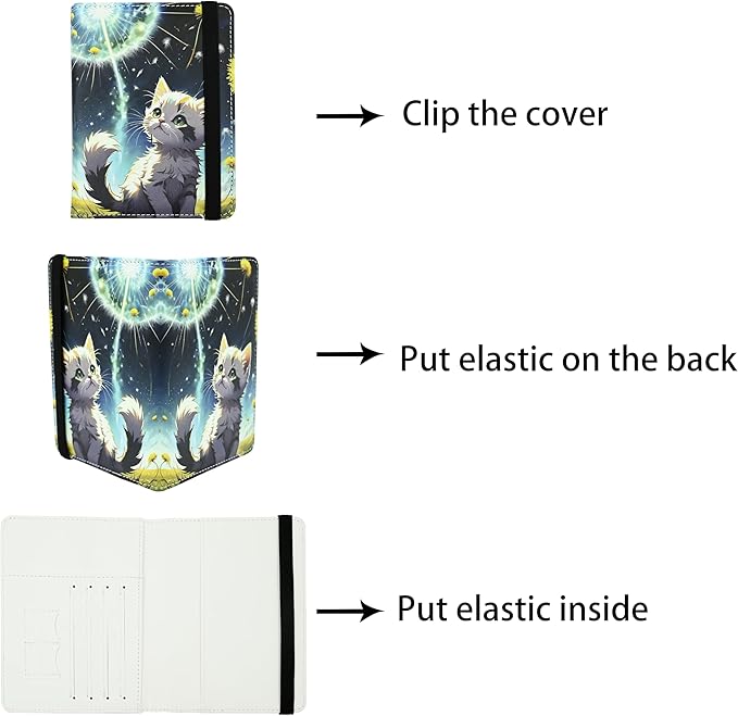 Cute Cat Passport Holder for Women and Men PU Leather Passport Cover for Travel
