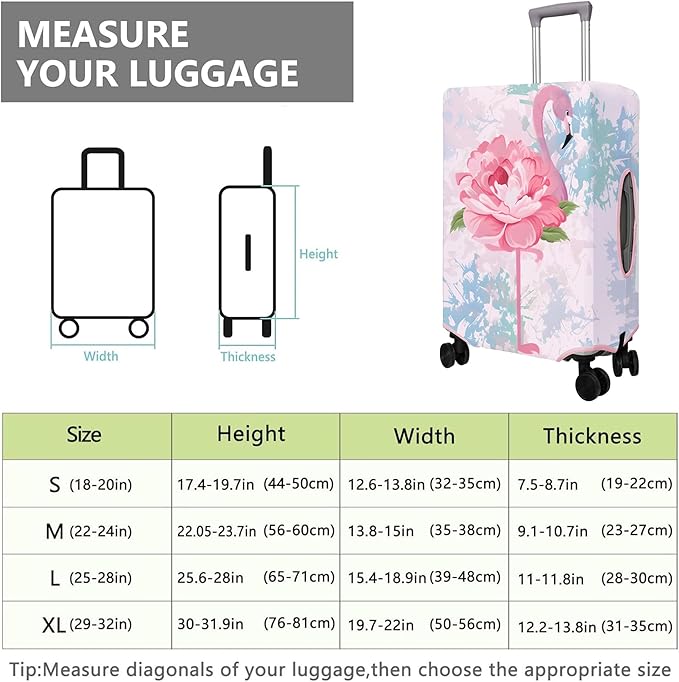 Travel Luggage Cover Suitcase Protector Fits 18-32 Inch Wheel Covers PatternedTravel Related Items Flower Luggage Protector Elastic XL