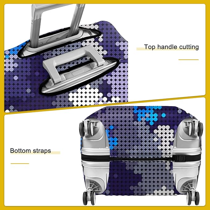 30 Inch PVC Luggage Protector Covers for TSA Approved Clear Suitcase Cover Protector Transparent Luggage Protective Cover Set (Map, Suitable for 30"-31")