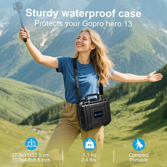 Lekufee Waterproof Hard Case Compatible with Gopro Hero 13/12/11/10/9/8/Media Mod/Gopro Volta/Creator Edition/Action Camera and Accessories(Case Only)