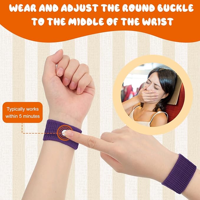 Cindeer 40 Pieces Motion Sickness Bands for Kids Adults Anti Nausea Wristbands Sea Sickness Adjustable Relief Acupressure Wrist Bands for Car Pregnancy Ride Sea Flying Travel