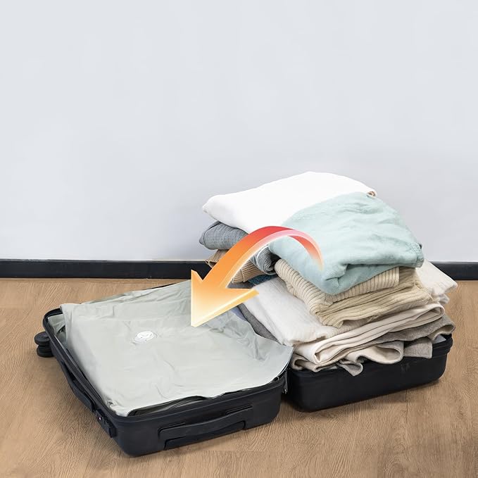 Umimile Vacuum Storage Bags for Travel, Reusable Travel Pack Vacuum Kit, Space Saver Bags for Luggage, Suitcases and Backpack, Sealed, Waterproof (1PC, No PUMP)