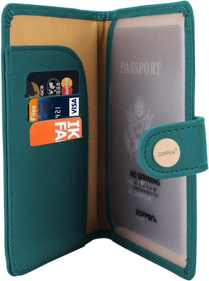 ZOPPEN Passport Holder Women, Passport Cover Travel Wallet Rfid Blocking Passport Wallet Cover Case Travel Essentials Document Organizer, Tea Green