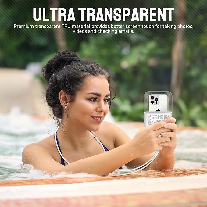 Universal Waterproof Phone Pouch [Double Space] IPX8 Dry Bag with Lanyard for iPhone 16 15 14 13 12 Pro Max XS XR X Galaxy S25 S24 S23 Ultra, Fit All Phones Up to 8'', White