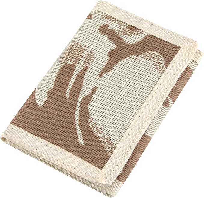 NEICY RFID Blocking Canvas Wallet for Men and Women - Camo Trifold Outdoor Sports Wallets with Magic Sticker for Teen Kids (Camo Desert)