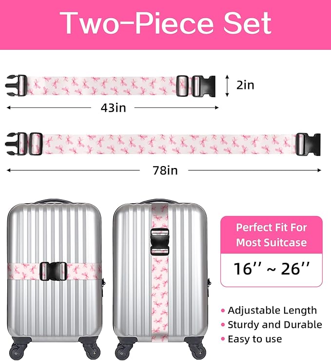 Luggage Straps for Suitcases Travel Belt Luggage Band Heavy Duty Traveling Luggage Identifier Cute Women Girls Unique Accesory,