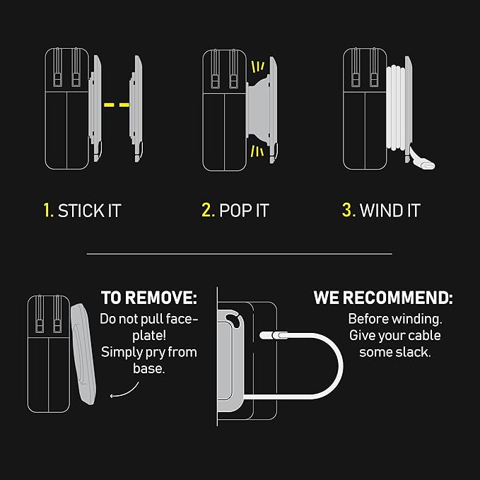 Fuse Reel The Side Kick Collapsible Charger Organizer With USB-C Right Angle Adapter Compatible with MacBook and PC charging cords and adapter cable management best computer winder (White w/Adapter)