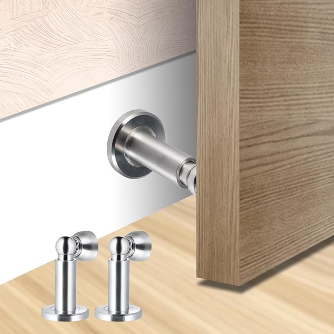 Door Stoppers – Heavy Duty Magnetic Door Stopper for Wall & Bottom of Door – Premium Adjustable Door Stop with Heavy-Duty Windproof Design, Constructed with SUS304 Stainless Steel (Stainless Steel)