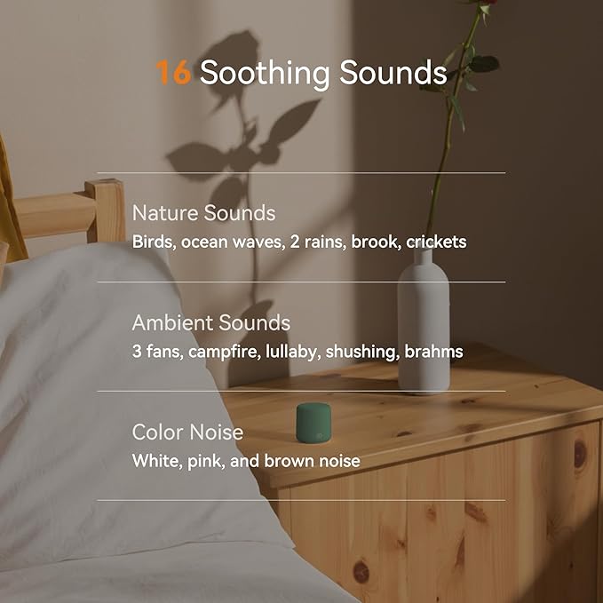 Dreamegg Travel White Noise Machine - Portable Sound Machine for Baby Adults, Travel Sound Machine for Sleep, 16 Nature Sound, Timer, White Noise Machine for Sleeping Gift, Pine