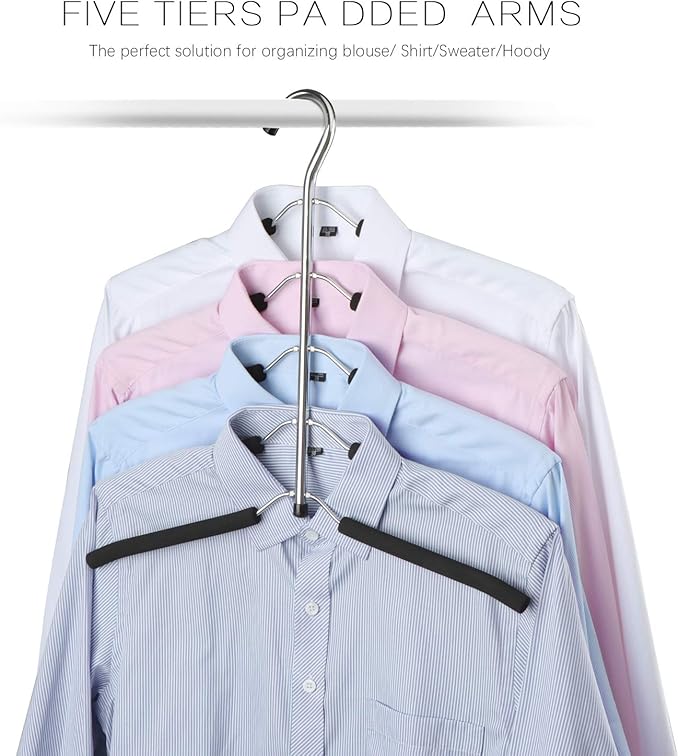 DOIOWN Blouse & Shirt Hangers - Non Slip Space Saving Stainless Steel Closet Organizer (4)