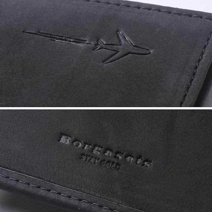 Genuine Leather Passport Case, RFID Passport Cover with Credit Card Holder for Women and Men Family ID Travel