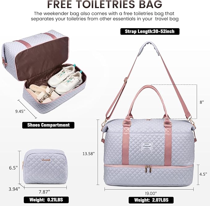 LOVEVOOK Travel Duffle Bag,Weekender Bags for Women with Shoe Compartment，Carry on Overnight Bag with Toiletry Bag,Gym Duffel Bag with Wet Pocket, Hospital Bags for Labor and Delivery