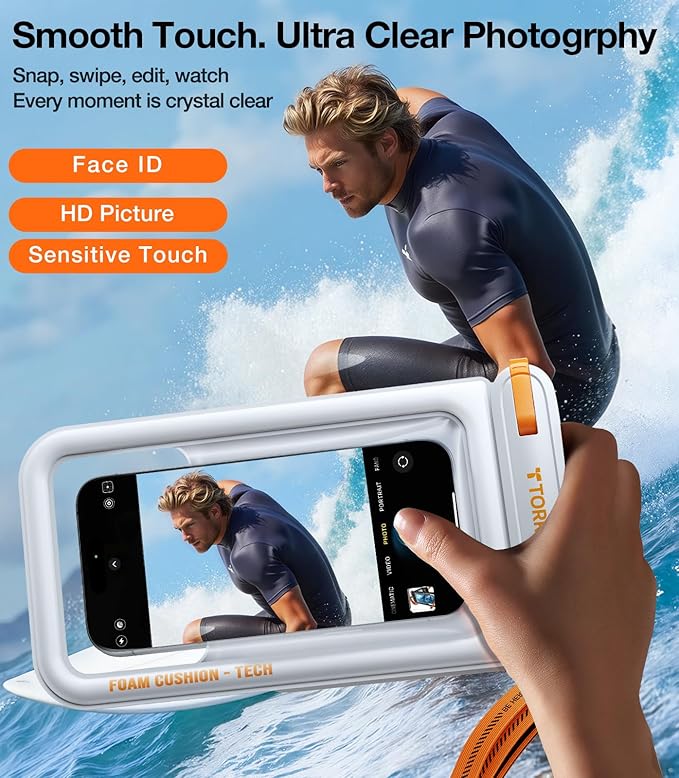 TORRAS IP68 Waterproof Phone Pouch Double Space, Floating Waterproof Phone Case with Lanyard for iPhone 16 Pro Max 15 14 13 S25 S24, Phone Dry Bag Vacation Cruise Ship Travel Essentials 7.0'', White