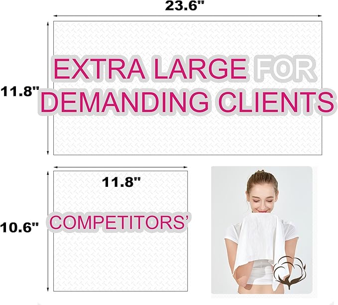 Premium Extra Large and Thick (23.6" X 11.8") Pure Cotton Disposable Washcloths, Portable Travel Towels Wash Cloth for Camping Hiking Backpacking or Traveling