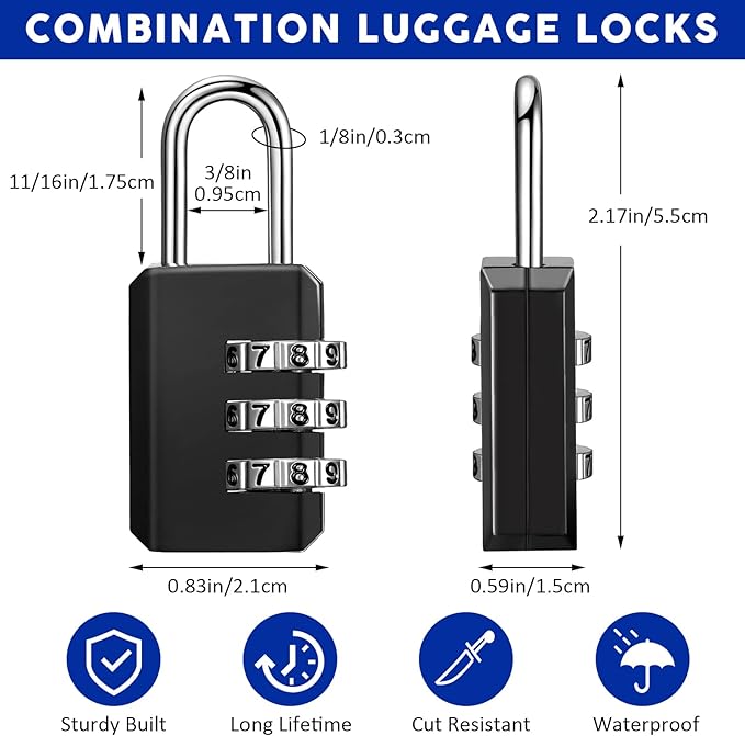 Chumia 16 Pack 3 Digit Combination Lock Small Combo Locks Waterproof Luggage Number Padlock for Backpack Suitcases Traveling Toolbox School Gym Employee Locker