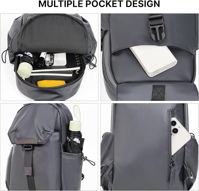 Crossbody Messenger Bag for Women Men Travel Backpack Convertibale Sling Bag Travel Hiking Daypack，Water-Resistant (gray, small)
