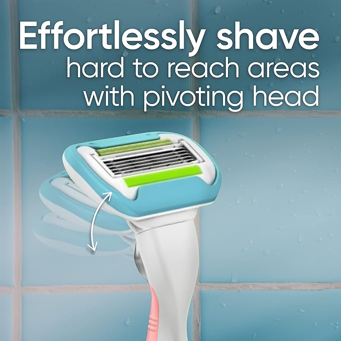 Gillette Venus Extra Smooth Pink Women's Razor, Pivoting Razor Head, 5 Blades for an Extra Smooth Shave, Handle + 3 Blade Refills