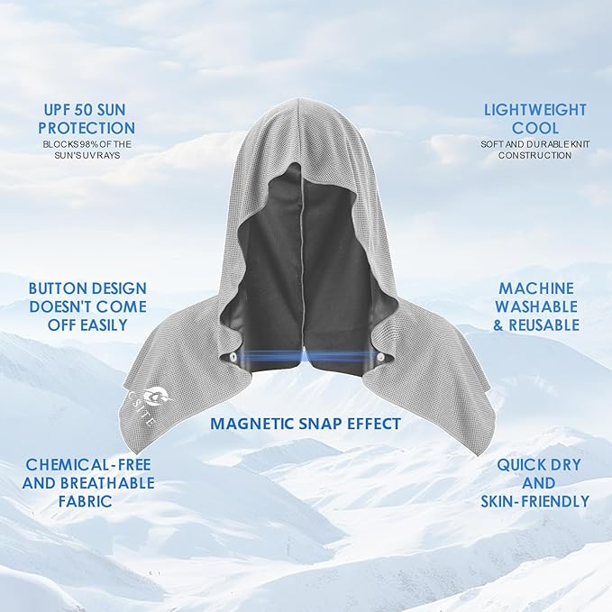 3 Pack Cooling Hoodie Towels for Neck and Face, UPF 50 Sun Protection & Instant Cooling, Ice Towels for Hot Weather, Soft Breathable Towel for Sport, Work Out, Gym, Camping & More Activities