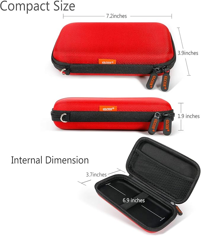 External Hard Drive Case - GLCON Shockproof EVA Carrying Case for WD My Passport Element Seagate Expansion Backup Toshiba 1TB 2TB 4TB - High Protection Portable Travel Electronic Power Bank Bag (Red)