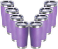 DOMICARE 20oz Tumbler with Lid Stainless Steel Tumblers Bulk, Double Wall Vacuum Insulated Coffee Travel Mug Powder Coated Tumbler, 8 Pack Purple