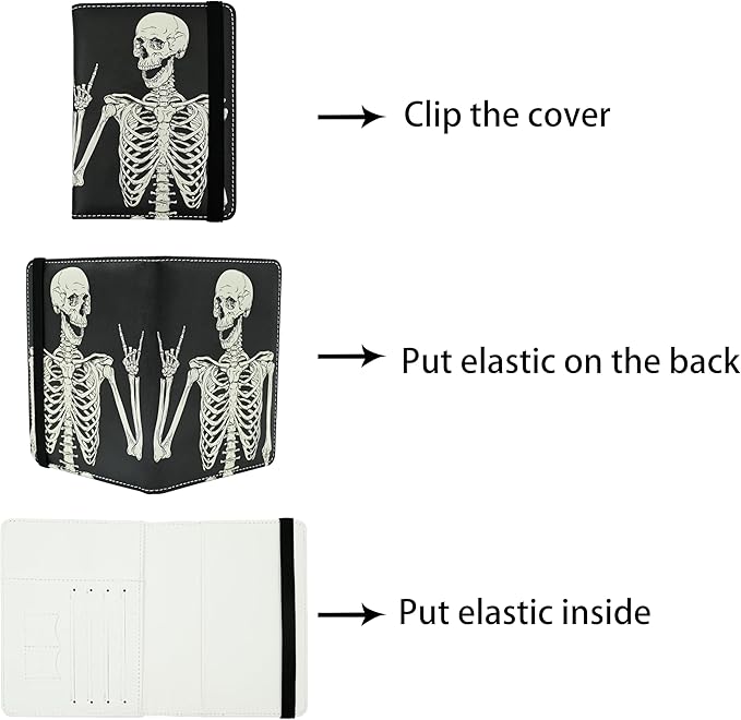 OK Skull Passport Holder for Women and Men PU Leather Passport Cover for Travel