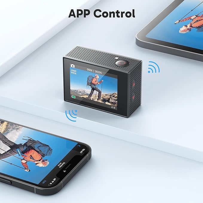 AKASO EK7000 4K30FPS 20MP WiFi Action Camera with EIS Ultra HD 131FT Waterproof Underwater Camera Remote Control 4X Zoom Support External Microphone
