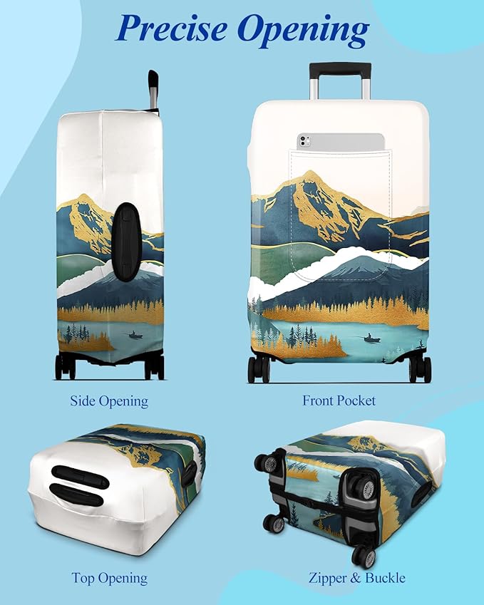 Slohif Luggage Cover for Suitcase Tsa Approved Protector - Luggage Sleeve Large Suit Case Cover Travel Stretch Baggage Case Protective Washable Fit 24-27 Inch Mountain M