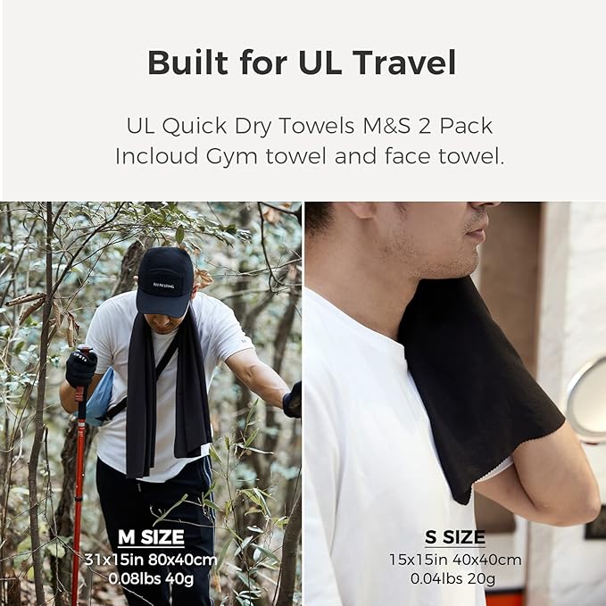 Ultralight Quick Dry Towel - Medium&Small 2 Pack Microfiber Towels with Compact Packable Pocket for Lightweight Backpacking Travel, Beach, Gym, Camping & Hiking(Orange, M&S 2 Set)